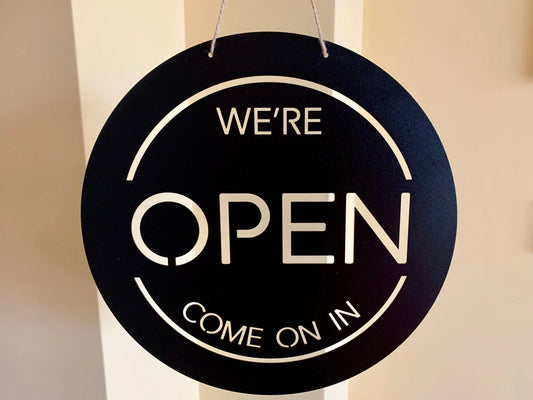 Personalized We're Open Shop Metal Sign Business Open Sign Custom Plague Reversible Sign Business Decor - metal sign