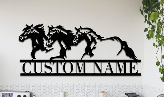 Personalized Metal Horses Sign ,farm Sign, Custom Horse Sign, Metal Name Sign, Farmhouse Decor, Outdoor - metal sign