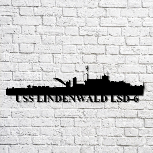 Uss Lindenwald Lsd6 Navy Ship Metal Art, Custom Us Navy Ship Cut Metal Sign, Gift For Navy Veteran, Navy - metal sign