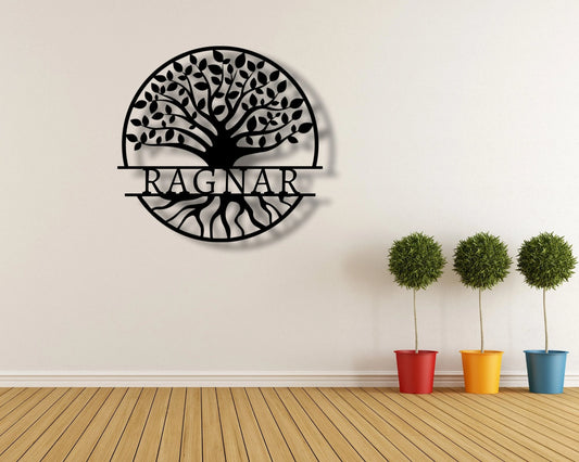Personalized Name Tree Of Life Metal Sign Family Name Sign Housewarming Gift Wedding Gift Indoor Outdoor Last Name First Name - 8 inches - metal sign