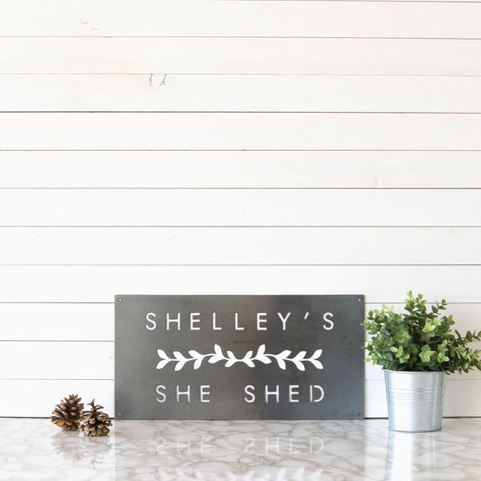 Custom She Shed Sign, Metal She Shed Sign, Personalized She Shed Sign, She Cave Sign, She Shed Plaque - metal sign