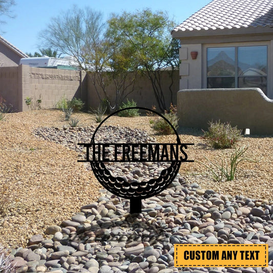 Personalized Golf Ball Metal Yard Sign, Garden Stake Laser Cut Metal Signs Custom Gift Ideas - 8 inches - metal sign
