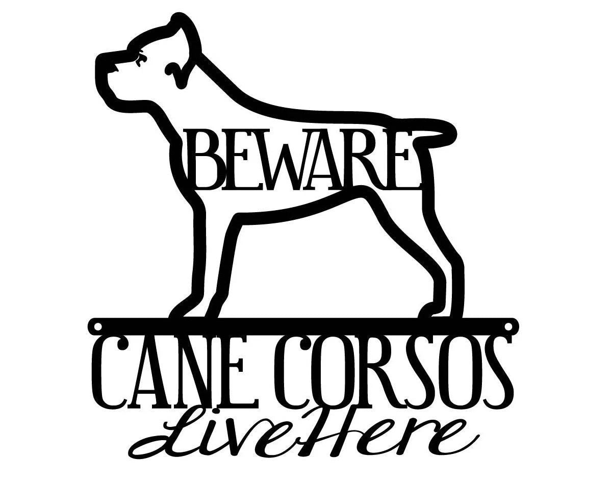 Cane Corsos Live Here Metal Sign Black Cane Carso Dog Sign Dog Dog Breed Metal Wall Decor Wall Decor