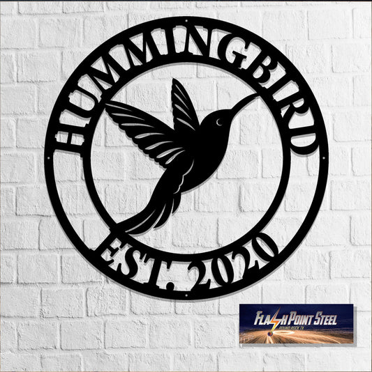 Hummingbird Sign, Bird, Entrance Sign, Wall Decor, Plasma Cut Steel Sign, Welcome Sign, Personalized - metal sign