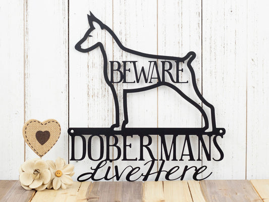 Doberman Doberman Pinscher Doberman Sign Metal Sign Metal Wall Decor Outdoor Sign Beware - 8 inches - metal sign