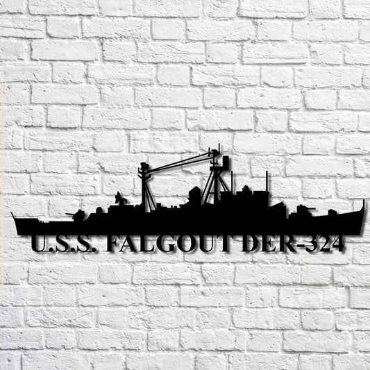 U.s.s. Falgout Der324 Navy Ship Metal Art, Custom Us Navy Ship Cut Metal Sign, Gift For Navy Veteran - metal sign
