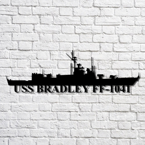 Uss Bradley Ff1041 Navy Ship Metal Art, Custom Us Navy Ship Cut Metal Sign, Gift For Navy Veteran, Navy Ships Silhouette Metal Art, Navy Home Decor Laser Cut Metal Signs Custom Gift Ideas