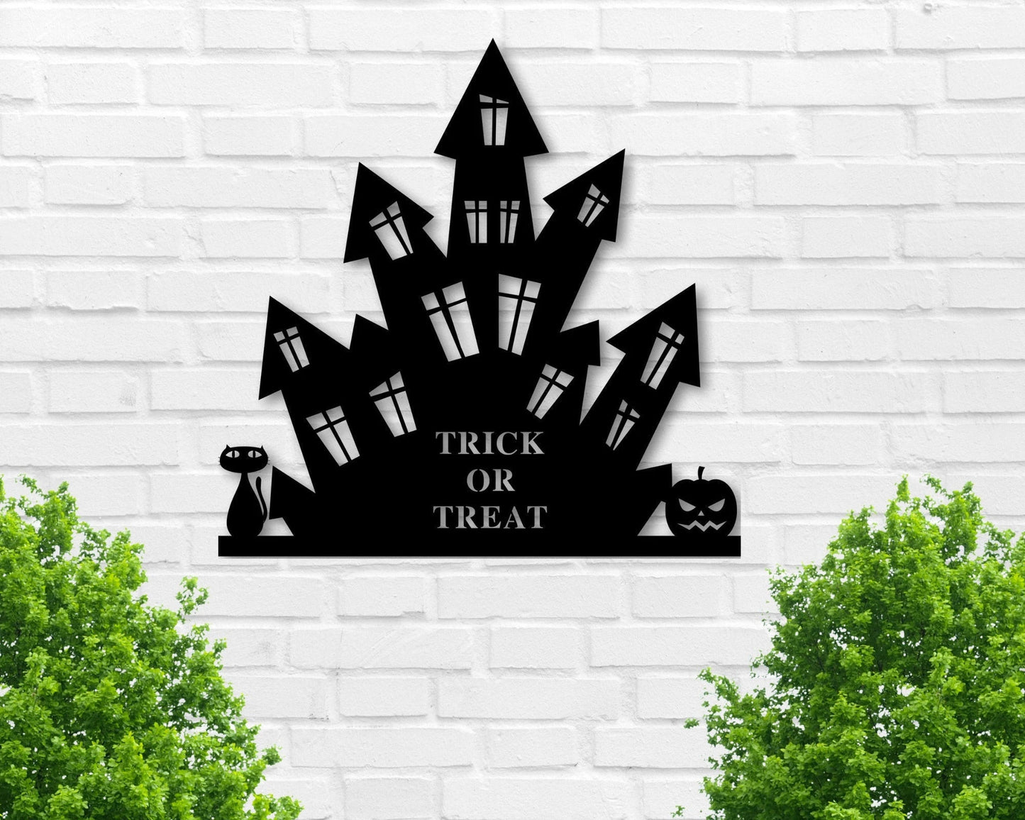 Halloween Sign Happy Halloween Name Sign Haunted House Personalized Sign Black Cat Pumpkin Custom Sign Fall Decor Winter Wall Decor