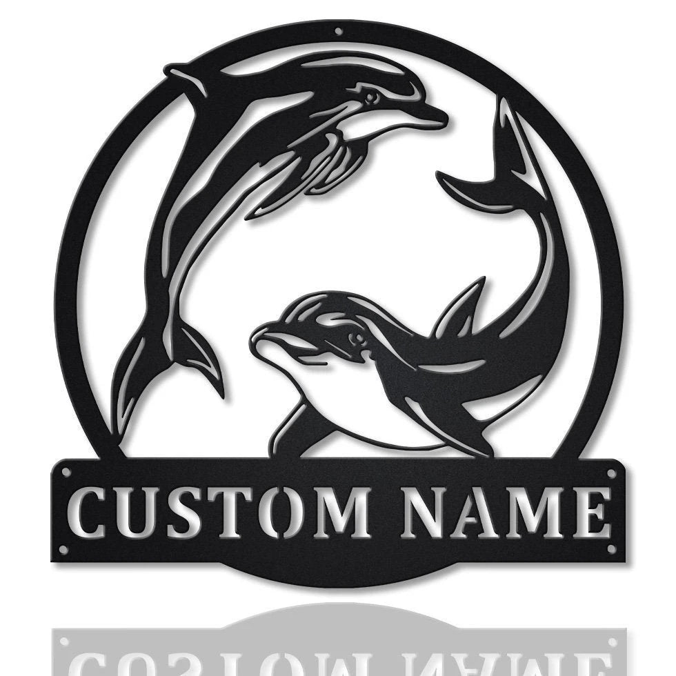 Personalized Couple Dolphin Metal Sign Art, Custom Dolphin Metal Sign, Beach Funny Gift, Decor Decoration, Birthday Gift, Laser Cut Metal Signs Custom Gift Ideas