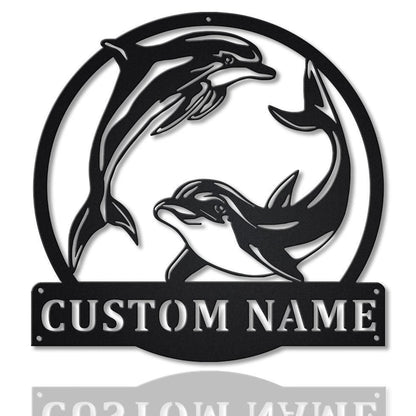 Personalized Couple Dolphin Metal Sign Art, Custom Dolphin Metal Sign, Beach Funny Gift, Decor Decoration, Birthday Gift, Laser Cut Metal Signs Custom Gift Ideas