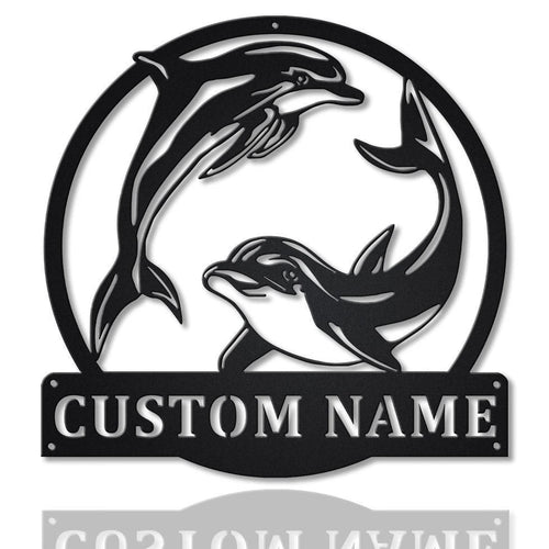 Personalized Couple Dolphin Metal Sign Art, Custom Dolphin Metal Sign, Beach Funny Gift, Decor Decoration, Birthday Gift, Laser Cut Metal Signs Custom Gift Ideas