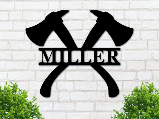 Firefighter Metal Hatchet Sign, Hatchet Monogram Sign, Metal Fire Department Sign, Monogram Door Hanger, Firefighter Gift, Father's Day Gift Laser Cut Metal Signs Custom Gift Ideas