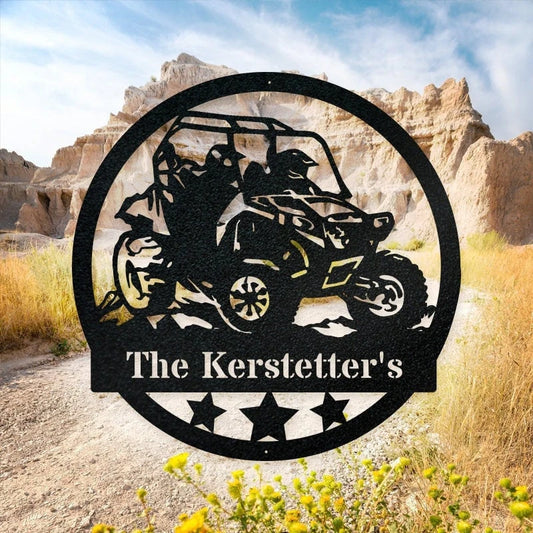 Sidebyside Personalized Family Name, Atv Off Road Metal Laser Cut Metal Signs Custom Gift Ideas - 8 inches - metal sign
