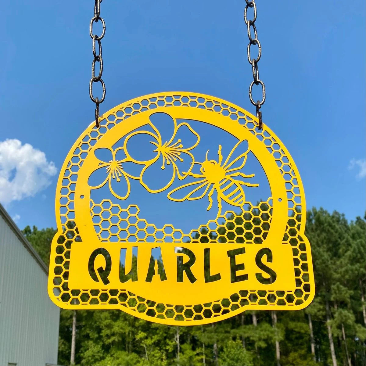 Honey Bee Honey Comb Name Sign, Cut Metal Sign, Metal Wall Art, Metal House Sign Laser Cut Metal Signs Custom Gift Ideas