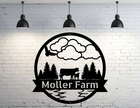 Metal Farm Sign , Cows Personalized Family Name Metal Sign Wedding Gift Personalized Gift Metal Wall Art - wedding detail
