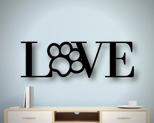 Metal Dog Love Sign Dog Lovers Metal Dog Dog Metal Wall Hanging Dog Sign Metal Sign Pet Sign - 8 inches - metal sign