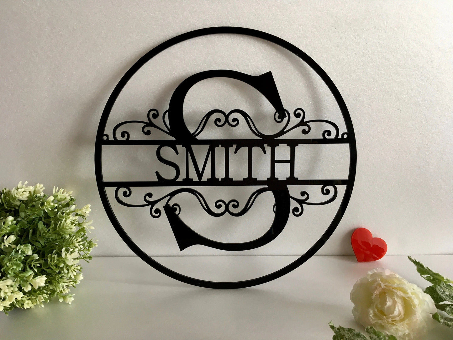 Personalized Last Name Family Signs Metal Initial Split Letter Outdoor Custom House Monogram Hanging Front Door Wreath Wedding Gift Garden Laser Cut Metal Signs Custom Gift Ideas