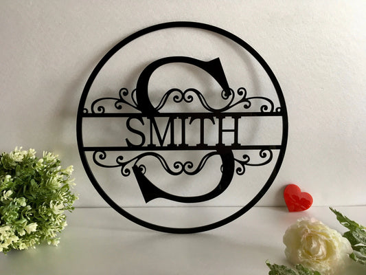 Personalized Last Name Family Signs Metal Initial Split Letter Outdoor Custom House Monogram Hanging - wedding detail