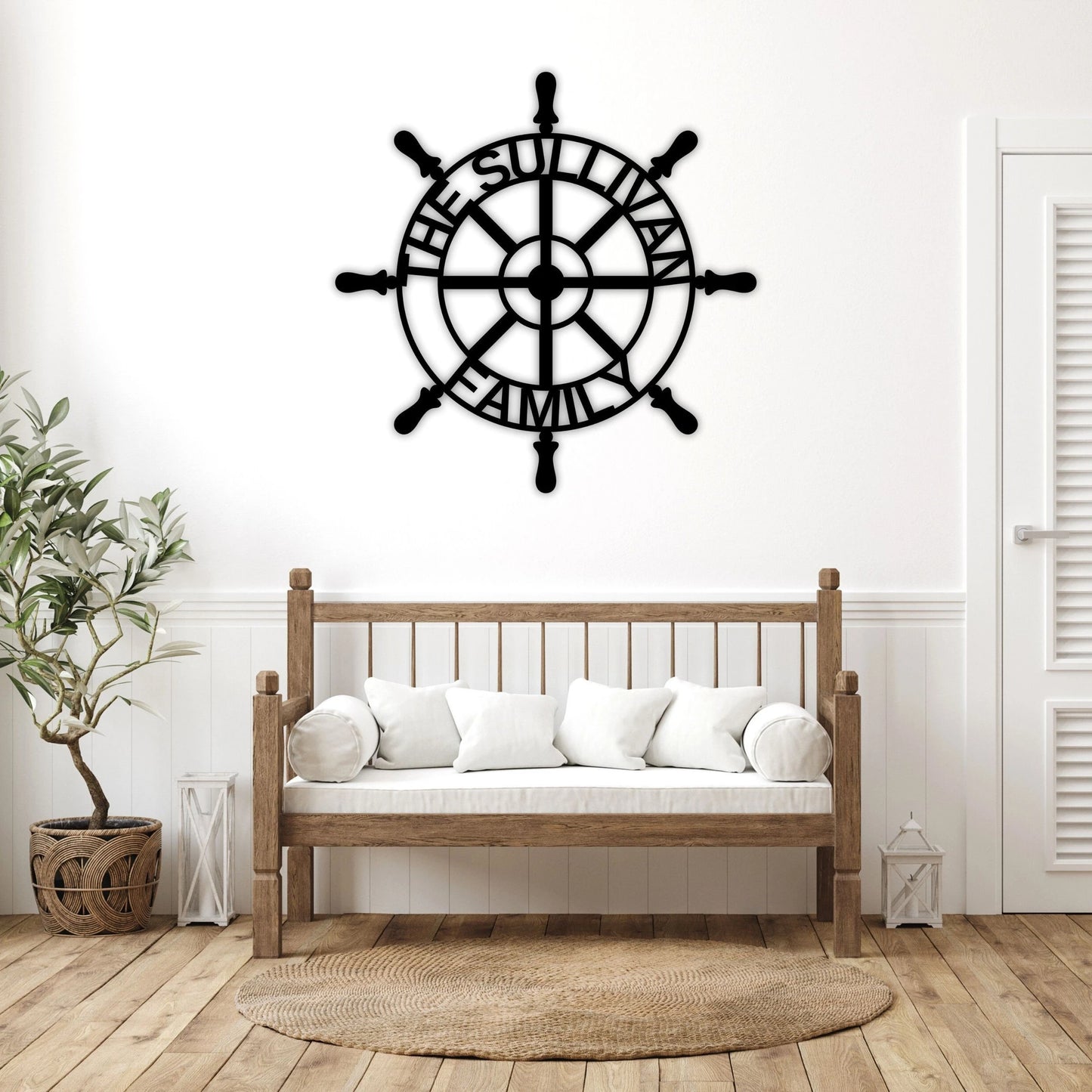 Personalized Wheel Ship Metal Sign, Custom Wheel Ship Wall Art, Lake House Decor, Beach House Decor, Family Name Sign, Nautical Decorations, Laser Cut Metal Signs Custom Gift Ideas