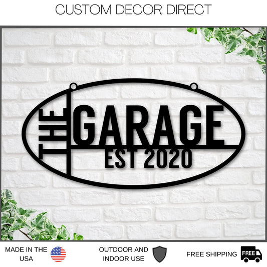 Custom Garage Sign, The Garage Est Sign, Personalized Gift For Him, Husband Gift, Shop Sign, Metal - metal sign