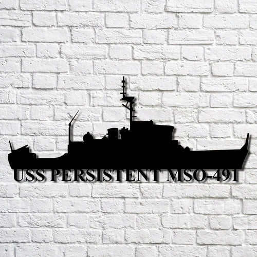 Uss Persistent Mso491 Navy Ship Metal Art, Gift For Navy Veteran, Navy Ships Silhouette Metal Art, Navy Home Decor Laser Cut Metal Signs Custom Gift Ideas
