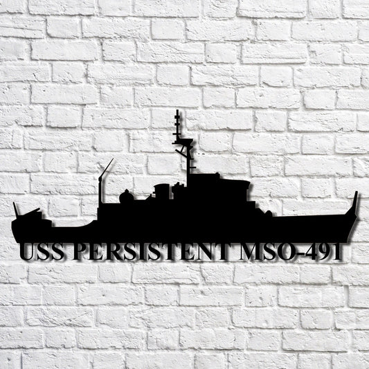 Uss Persistent Mso491 Navy Ship Metal Art, Gift For Navy Veteran, Navy Ships Silhouette Metal Art, Navy Home Decor Laser Cut Metal Signs Custom Gift Ideas