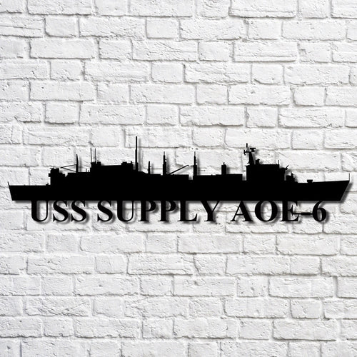 Uss Supply Aoe6 Navy Ship Metal Art, Gift For Navy Veteran, Navy Ships Silhouette Metal Art, Navy Home Decor Laser Cut Metal Signs Custom Gift Ideas