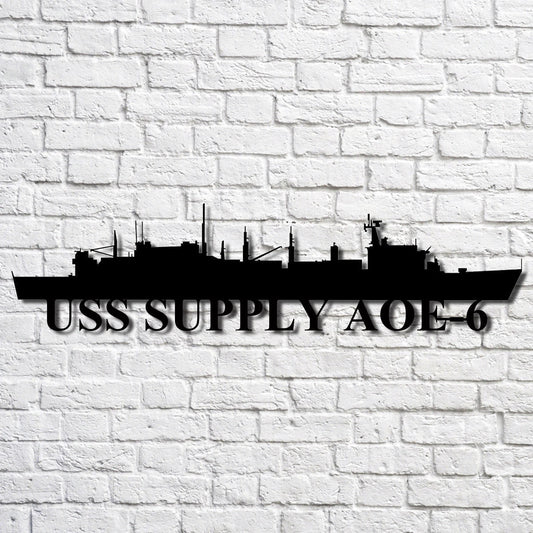 Uss Supply Aoe6 Navy Ship Metal Art, Gift For Navy Veteran, Navy Ships Silhouette Metal Art, Navy Home Decor Laser Cut Metal Signs Custom Gift Ideas