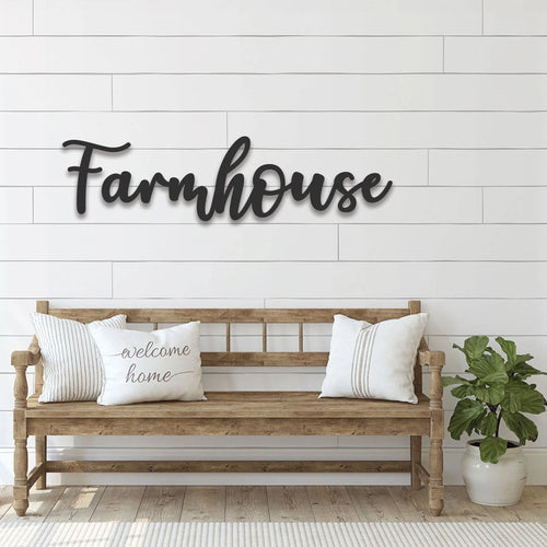 Farmhouse Sign, Farmhouse Metal Sign, Custom Farmhouse Decor, Personalized Farmhouse Wall Art, Cursive Farmhouse Word Art Laser Cut Metal Signs Custom Gift Ideas