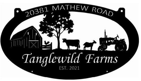 Metal Farm Sign, Barn Cow Goat Tractor Sign, Metal Wall Art, Metal House Sign Laser Cut Metal Signs Custom Gift Ideas - 8 inches - metal sign