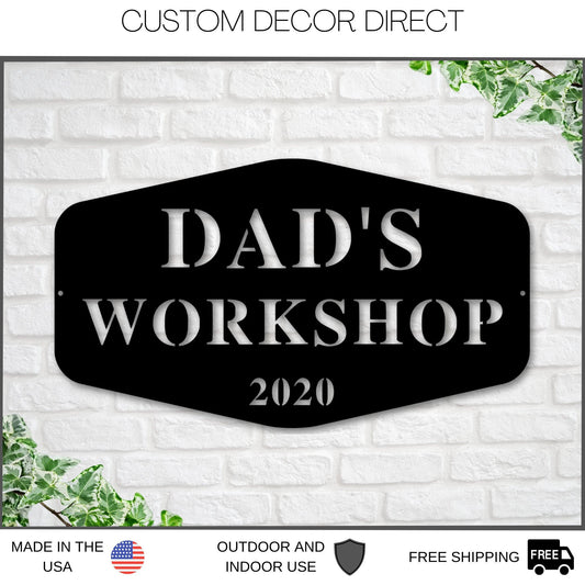 Grandpa's Workshop Sign, Crescent Wrench & Hammer Art, Gift For Grandpa, Woodworker Sign, Custom Workshop - metal sign