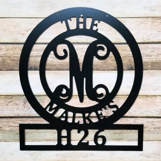 Monogram, Personalized Family Name, Established Date Or Street Number Decor, Laser Cut Metal Signs Custom Gift Ideas - 8 inches - metal sign