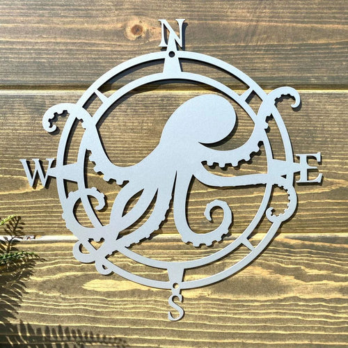 Octopus Compass Wall Decor Cut Metal Sign Metal House Sign