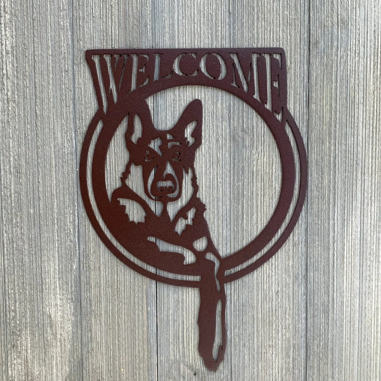 German Shepherd Welcome Metal Sign Cutout Cut Metal Sign Wall Metal Art