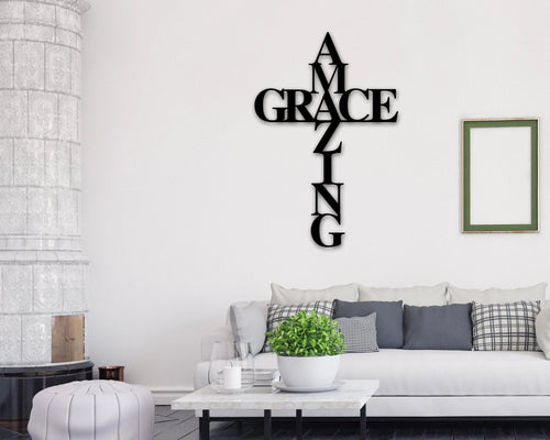 Religious Decor Amazing Grace Metal Sign Metal God Word Sign Custom Metal Cross Amazing Cross Religious Decor Religious Gifts And Art