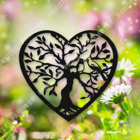 Tree Of Life In Heart Metal Sign, Wall Hanging, Home Art, Metal Laser Cut Metal Signs Custom Gift Ideas - 8 inches - metal sign