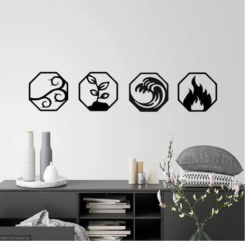 Four Elements Metal Sign 4 Elements Metal Wall Decor Elements Signs Wind Fire Water Earth Decor