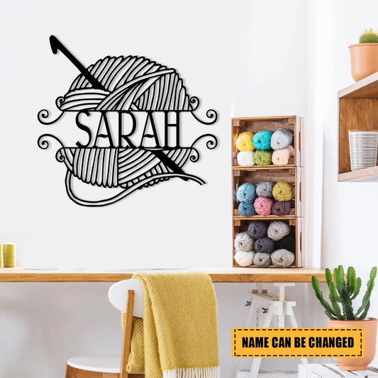 Crochet Knitting Metal Sign, Custom Yarn Metal Art, Wall Decor, Wedding, Gift For Mother, Grandma, Metal - wedding detail