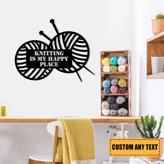 Crochet Knitting Metal Sign, Custom Yarn Metal Art, Metal Laser Cut Metal Signs Custom Gift Ideas - 8 inches - metal sign