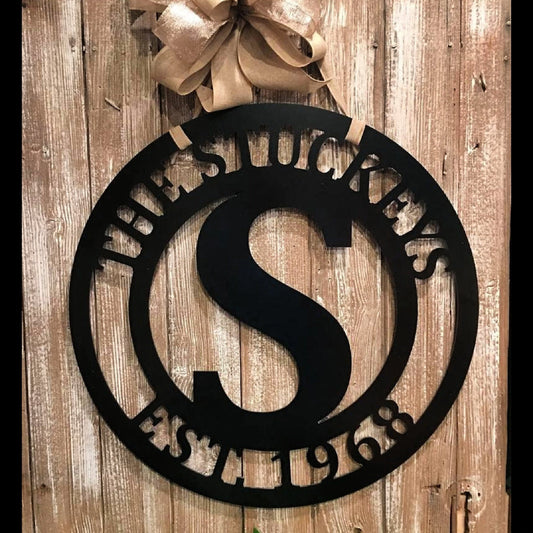 Family Name Wall Decor Sign Customized Door Hanger Personalized Christmas Gifts Circle Metal Acm Block - metal sign
