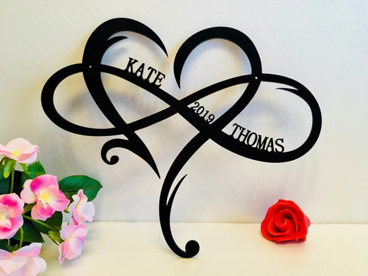 Personalized Infinity Symbol Custom Heart Names Est Year Metal Wedding Date Valentines Day Gift For - wedding detail
