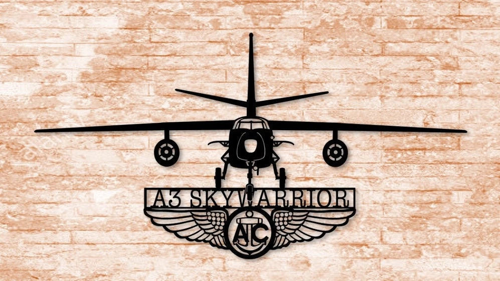 A3 Skywarrior With Aircrew Wings Electronic Warfare, Reconnaissance, And Tanker Metal Sign, Cut Metal Sign Wall Decor Laser Cut Metal Signs Custom Gift Ideas