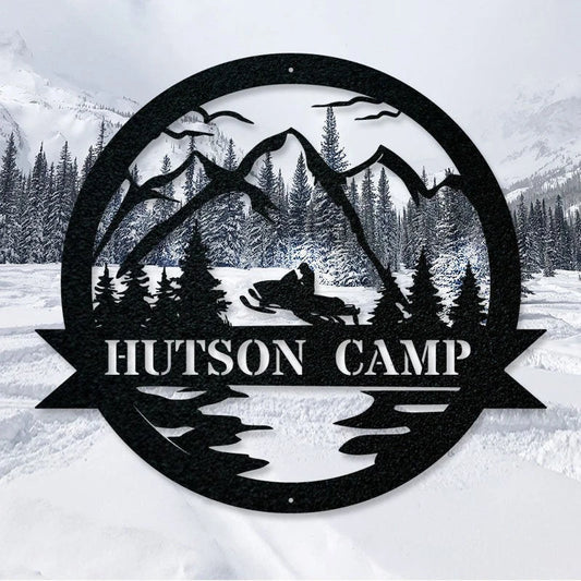 Personalized Snowmobile Metal Wall Art Hanging, Great Outdoor Sign Laser Cut Metal Signs Custom Gift Ideas - 8 inches - metal sign