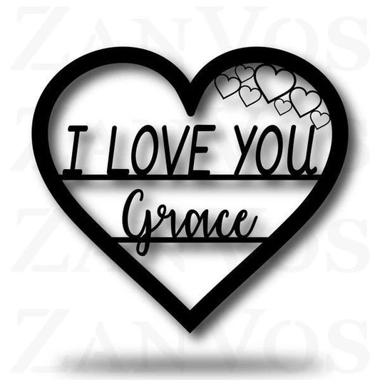 I Love You Monogram Customized Metal Signs, Custom Metal Sign, Custom Signs, Metal Sign, Metal Laser Cut Metal Signs Custom Gift Ideas - 8 inches - metal sign