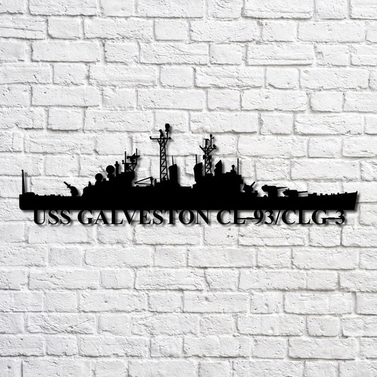 Uss Galveston Cl93 Clg3 Navy Ship Metal Art, Custom Us Navy Ship Cut Metal Sign, Gift For Navy Veteran - metal sign