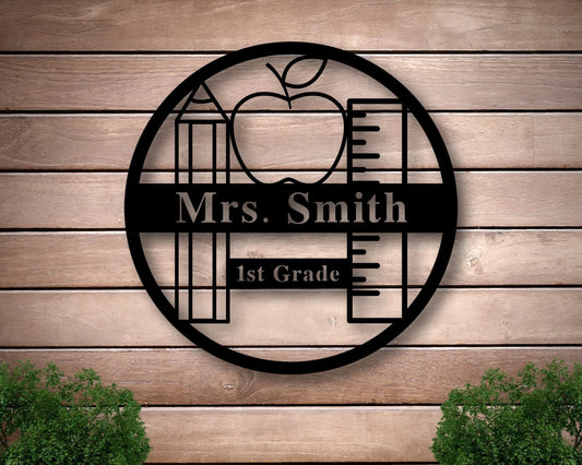 School Name Sign, Custom Name Sign, Metal School Teacher Gift, Last Name Sign, Personalized Metal - metal sign