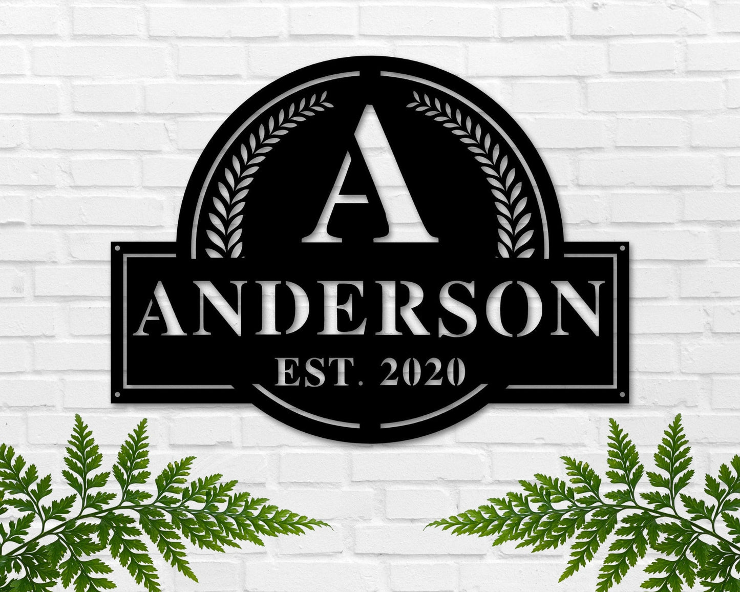 Monogram Sign, Custom Metal Name Sign, Front Porch Sign, Last Name Initial Established Sign, Personalized Last Name Sign, Door Hanger Outdoo Laser Cut Metal Signs Custom Gift Ideas