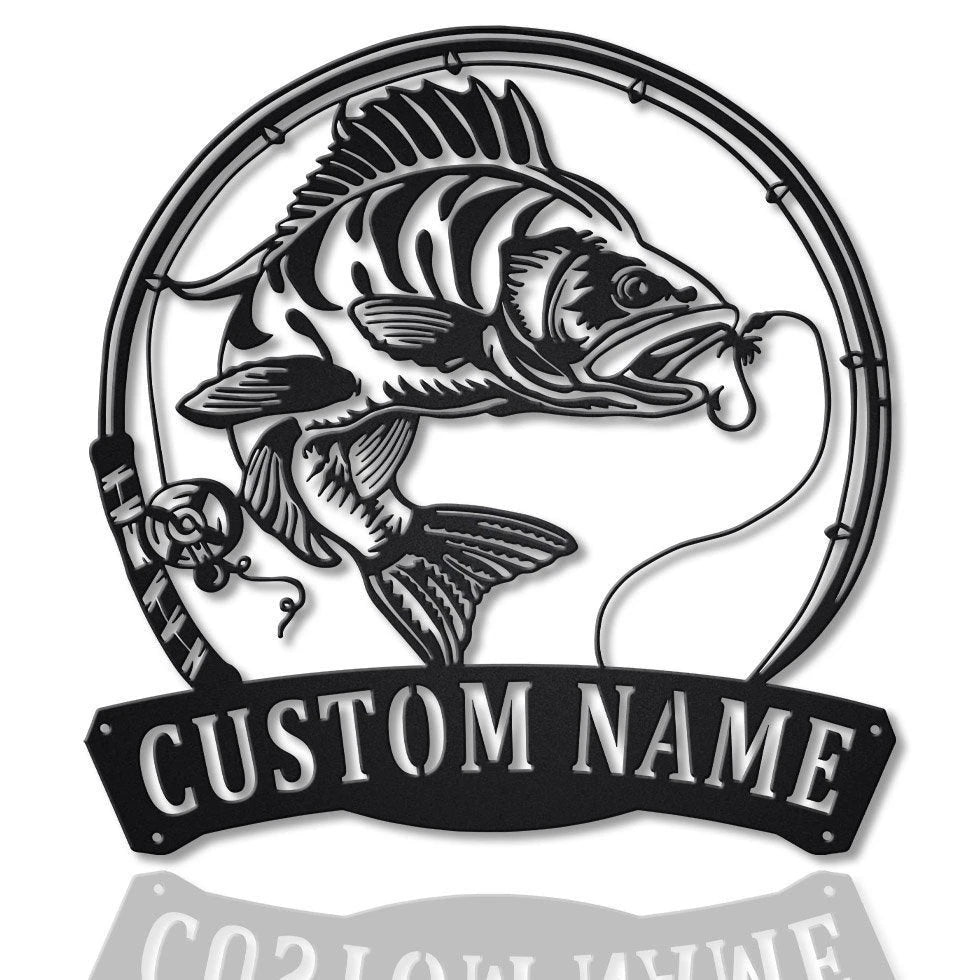 Personalized Perch Fishing Fish Pole Metal Sign Art, Custom Perch Fishing Metal Sign, Perch Fishing Gifts For Men, Perch Fishing Gift, Laser Cut Metal Signs Custom Gift Ideas