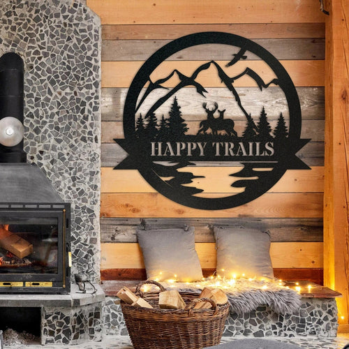 Happy Trails Deer Camp Cut Metal Sign Laser Cut Metal Signs Custom Gift Ideas