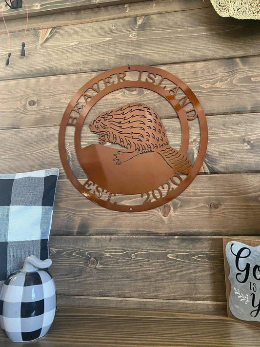 Personalized Beaver Sign Cut Metal Sign Metal House Sign - 8 inches - metal sign